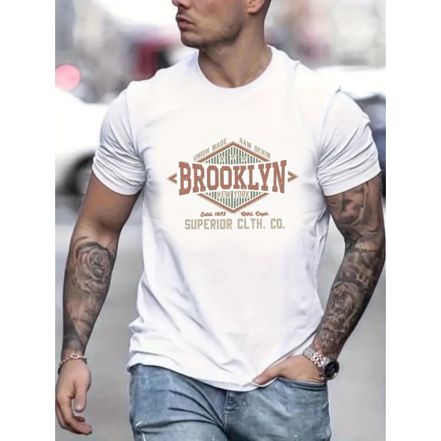 Brooklyn Graphic s For Male, Casual Relaxed T-shirts For Summer Street Leisurewear Tee For Adult, Men, Women, Teen, Teenager, Adolescent, Youth