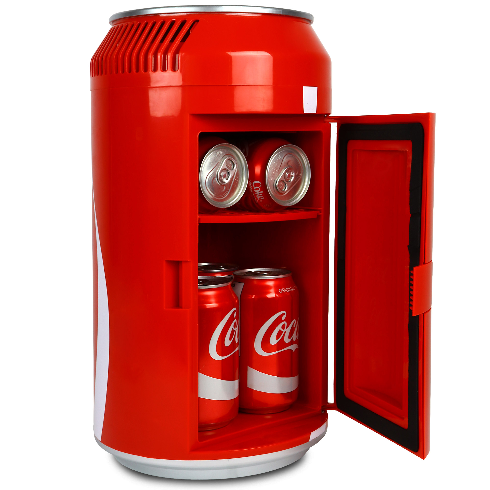 Coca-Cola 8 Can Portable Mini Fridge, 5.4L (5.7 qt) Compact Personal Travel Fridge for Snacks Lunch Drinks Cosmetics, Includes 12V and AC Cords, Cute Desk Accessory for Home Office Dorm Travel, Red - image 3 of 8