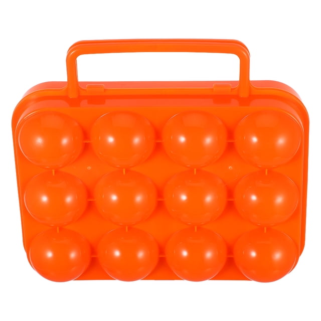 Caja de almacenamiento con soporte para portador de huevos con asa plegable portátil, 12 cajas para huevos, contenedor para cocina al aire libre (naranja)