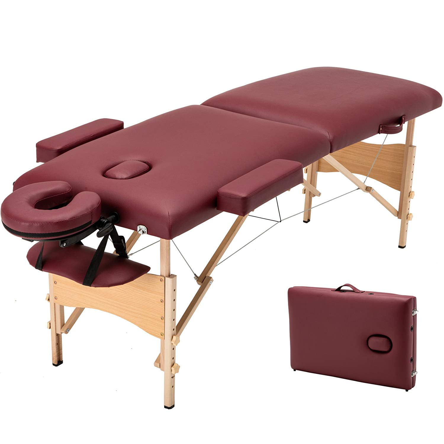 84" Folding Massage Table Bed Portable 3 Fold Face Cradle Arm Sling