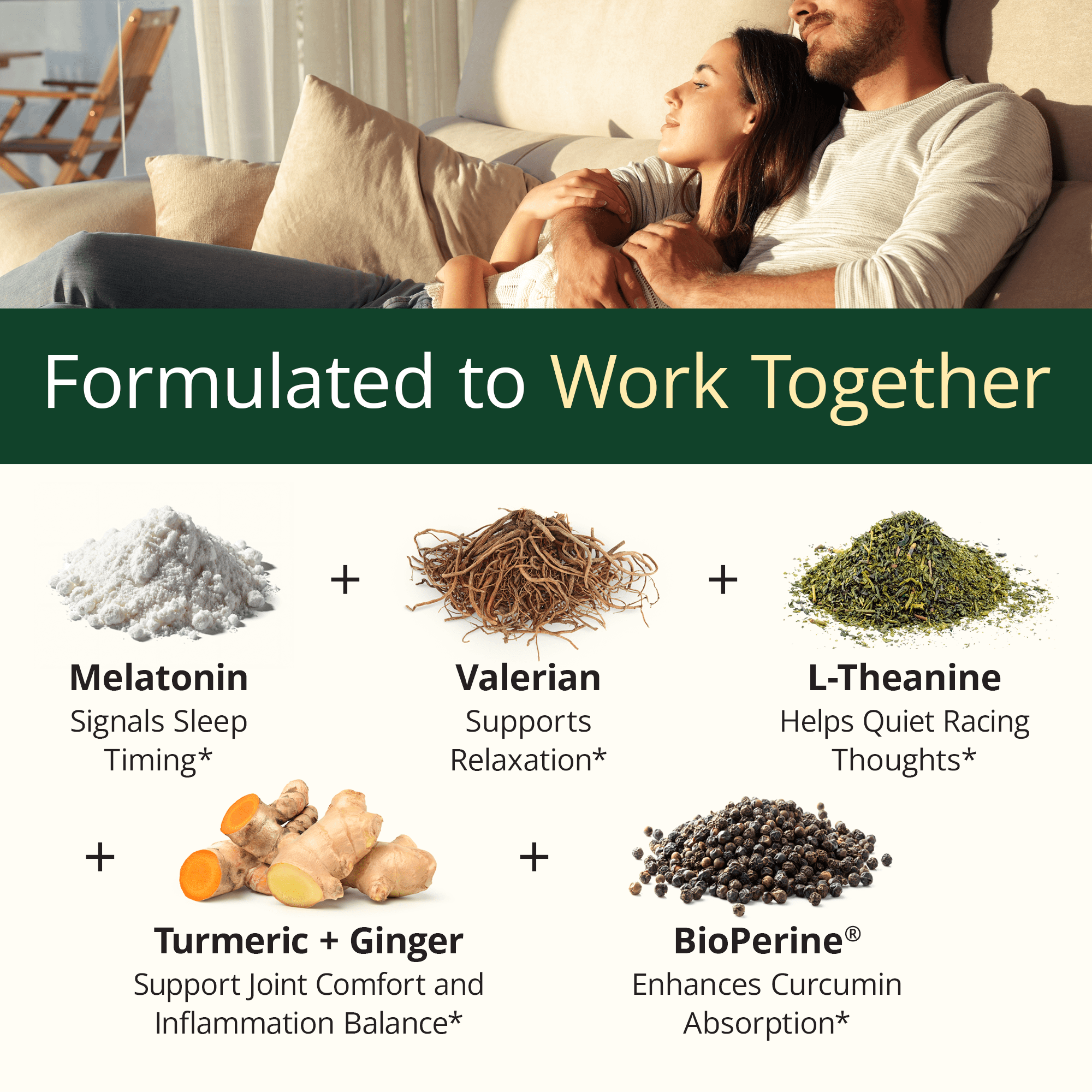 Melatonin 3 mg Sleep Aid w/ Valerian Root & L-Theanine – Turmeric Curcumin Supplement for Sleep Support and Relaxation, 60 Capsules