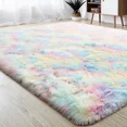 thumbnail image 4 of Tie Dye Fluffy Rug 40*60cm for Bedroom, Bedside, Living Room, Playroom Rainbow, 4 of 5