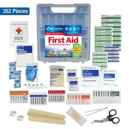 First Aid Only 352 Piece Quick Treat Dispenser Emergency First Aid Kit for Home, Work & Travel