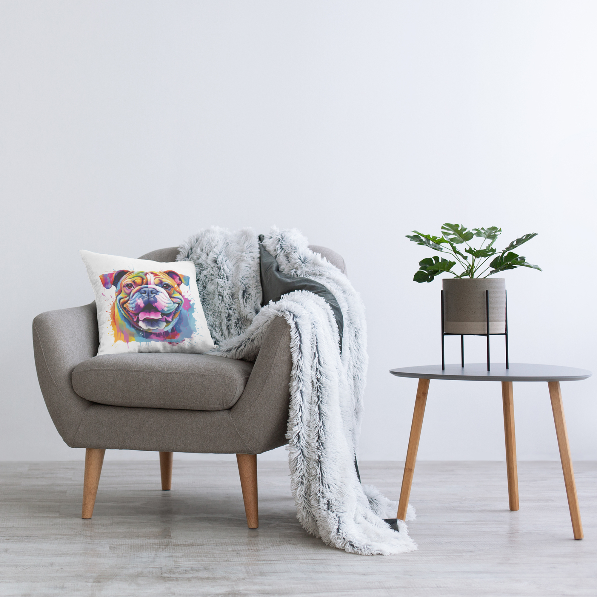 Stupell Industries Abstract Splash Bulldog Decorative Printed Throw Pillow, 18 x 18