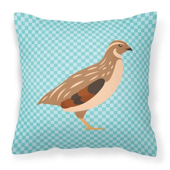 Carolines Treasures BB8129PW1414 Golden Phoenix Quail Blue Check Fabric Decorative Pillow, 14 x 14 in.