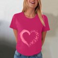 thumbnail image 2 of Women Breast Cancer Print T Shirt Short Sleeve Women Short Sleeve Round Neck Tee Comfy Casual Vacation Clothes, 2 of 8