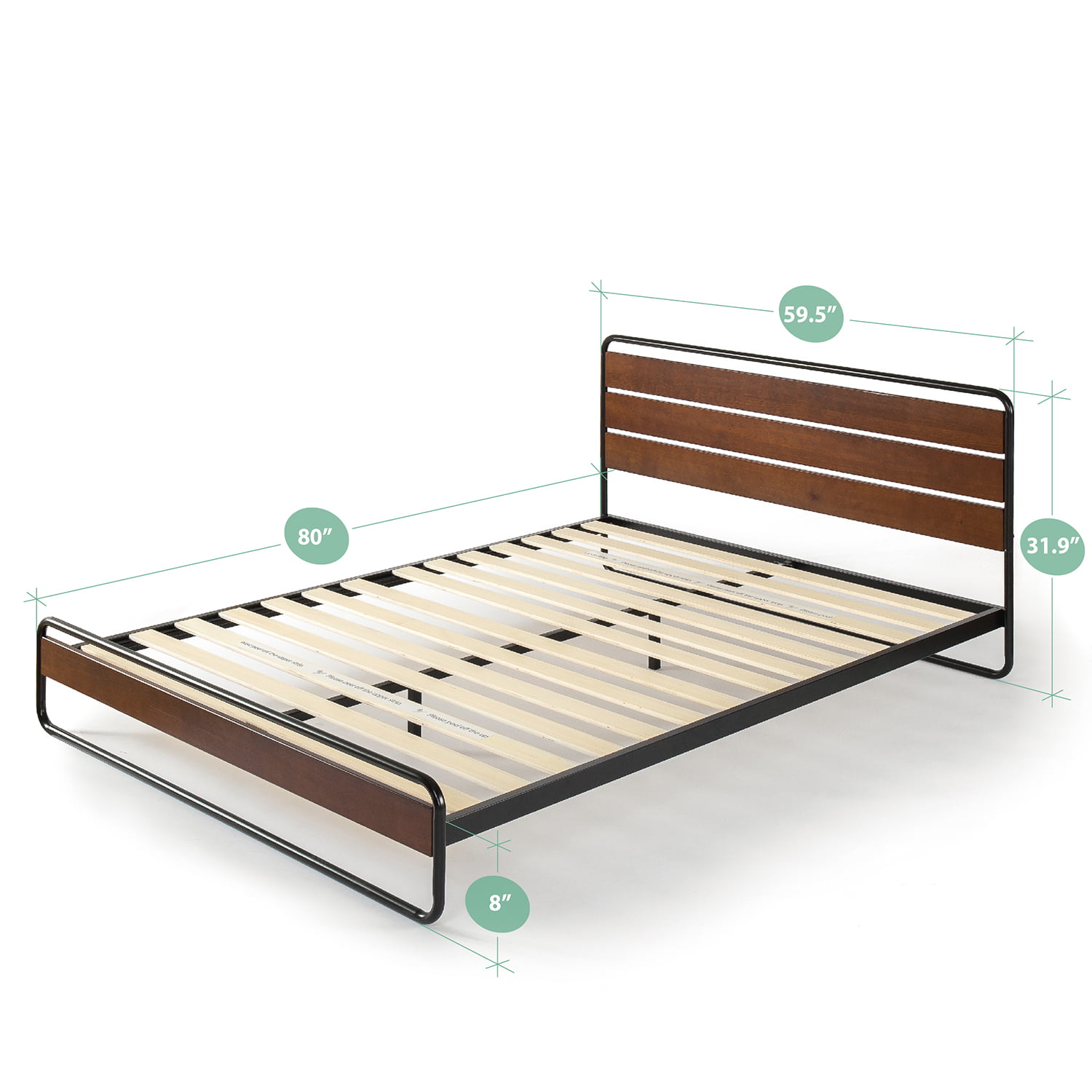 Single Zinus Therese Metal and Wood Platform Bed with Wood Slat Support 