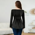 thumbnail image 4 of Long Sleeve Babydoll Tops for Women Sweetheart Neckline Peplum Tops Petite Knotted Wrap V Neck Shirts Black M, 4 of 6