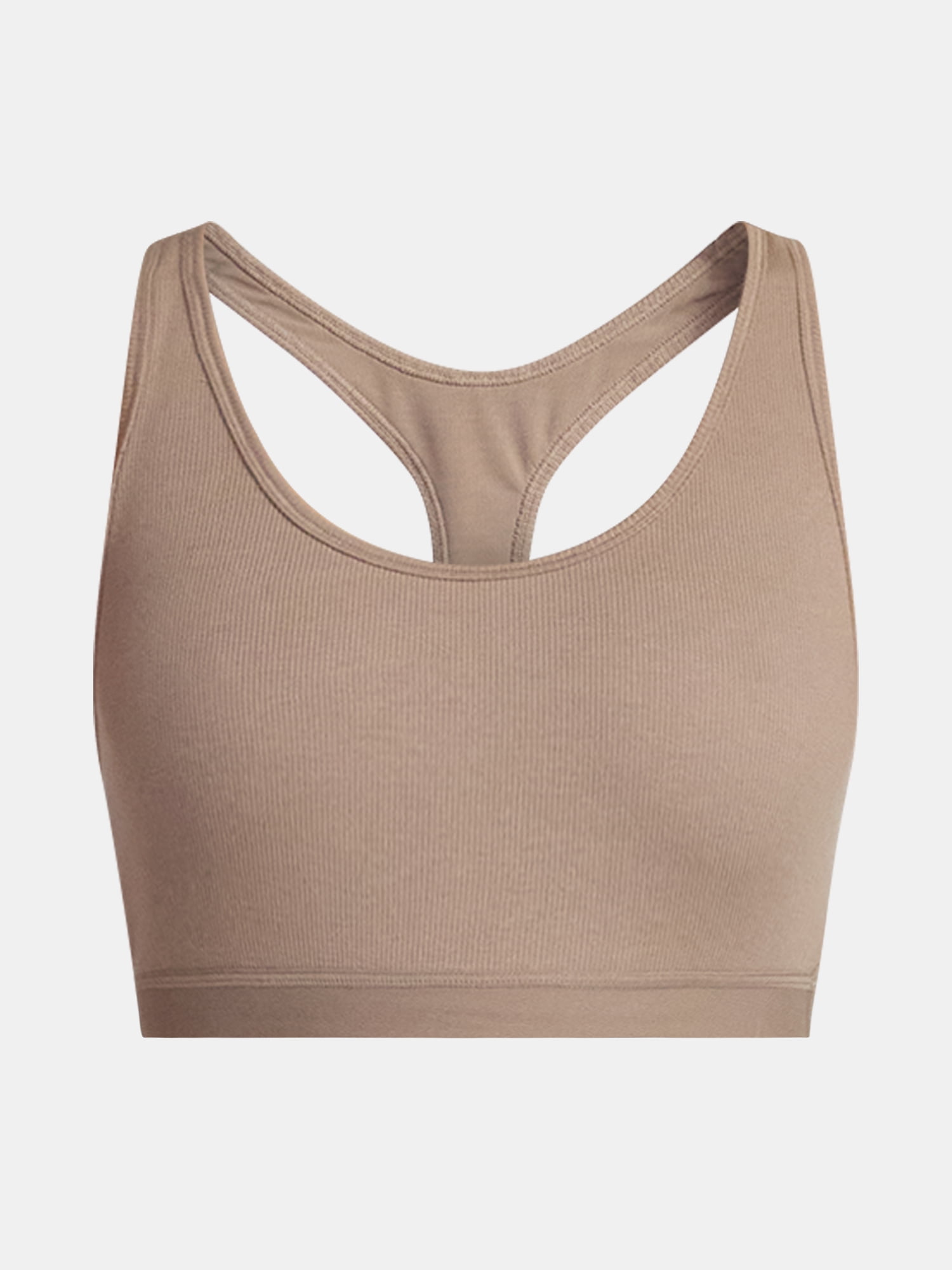 No Boundaries Cotton Stretch Ribbed Racerback Bralette, Women's XS-3XL