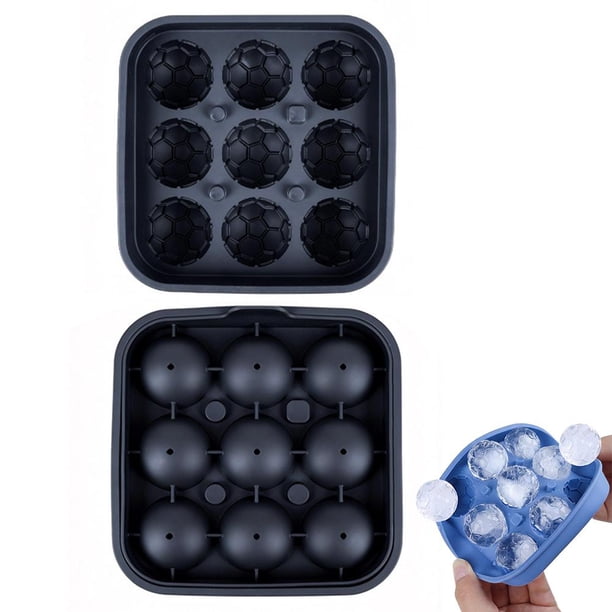 Soccer Ball Silicone Ice Ball Mold with Lid, Sphere Ice Cube Maker for Whiskey, Cocktails & Drinks, Reusable Football Shaped Ice Tray