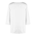thumbnail image 6 of Mifsaly Plus Size Blouses for Women 3/4 Sleeve Square Neck Cotton Tops Button Decoration Lightweight Breathable Oversized Tshirts Summer Casual Work Office Outfits L, 6 of 7