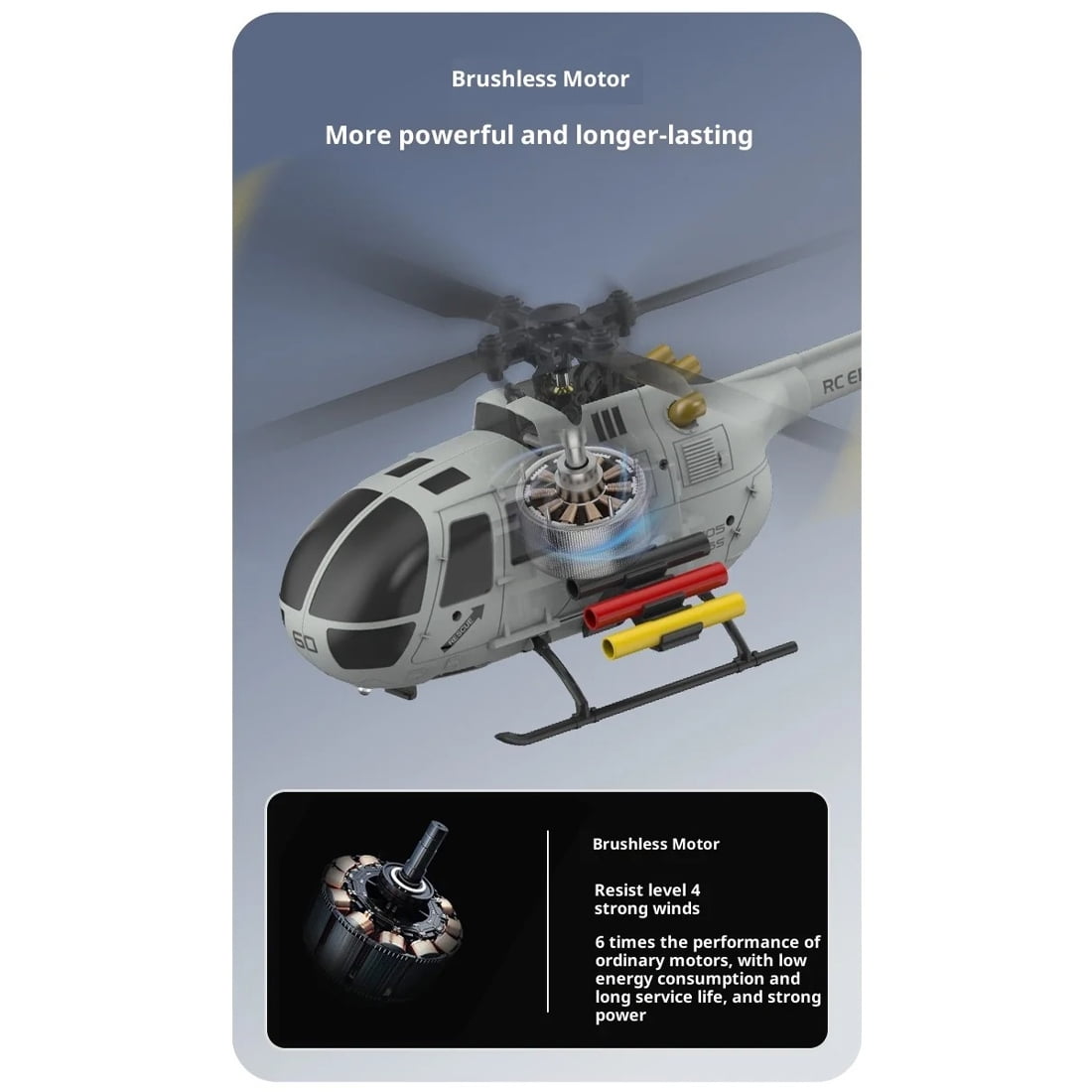 RC-ERA C186S BO105 RC Helicopter 6CH Brushless 2.4GHz Remote Control Aircraft with Optical Flow Positioning, Altitude Hold, 6 Axis Gyro, One Key Takeoff Landing for Adults - 4 Battery