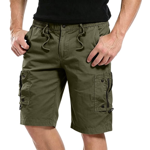 Gym Mens Shorts Drawstring Elastic Waist with Pockets Casual Hiking Trousers Loose Fit Shorts