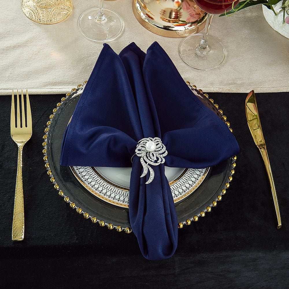 5 NAVY BLUE 20x20" Premium Velvet Napkins Wedding Party Reception Home Linens 