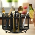 thumbnail image 3 of Metal Utensil Caddy 360 Degree Rotating Cutlery Holder 4 Compartment Flatware Storage Basket Portable Multipurpose Countertop Silverware Organizer for Kitchen Picnic Camping Outdoor, 3 of 10