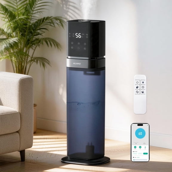 Smart Humidifier Large Room, 2.1Gal/8L Humidifiers for Bedroom with Extended Tube&Night Light, Whole House Cool Mist, Dark Blue