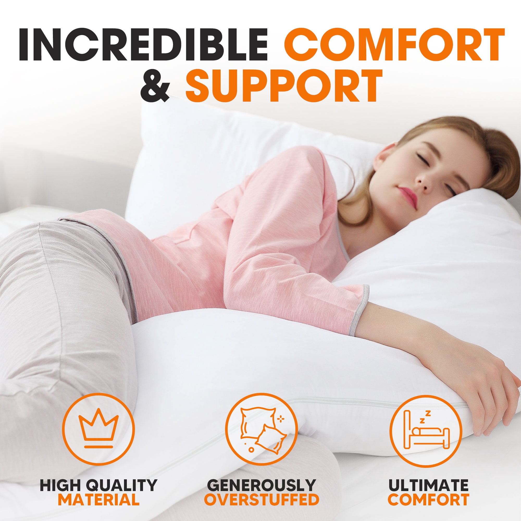 Cheer Collection Hypoallergenic Down Alternative Body Pillow, 19 x 90, White