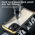 thumbnail image 4 of SaniMore for iPhone 14 Case, Aluminum Alloy Glass Backplane Transparent No-yellow Wireless Charing Slim Lightweight Drop Resistant Shockproof Anti-scratch Military Grade Protective Shell, Blackgold, 4 of 13