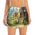 thumbnail image 2 of Balery Cute Mushroom Town A Pattern Women's Running Shorts with Liner 2 Pockets Elastic Workout Athletic Gym Yoga Shorts-X-Large, 2 of 7