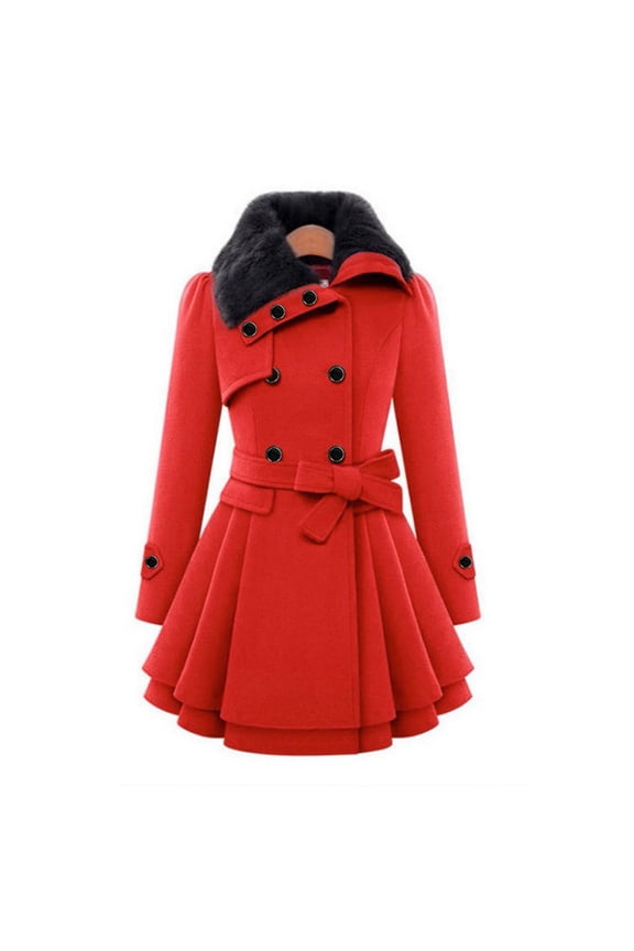 Women's Fleece Jackets & Coats on Sales, Cloak Asymmetrical Warm Women Closure Coat Outwear Windbreaker Button Women's Coat Black,Dark Blue,Red,Khaki
