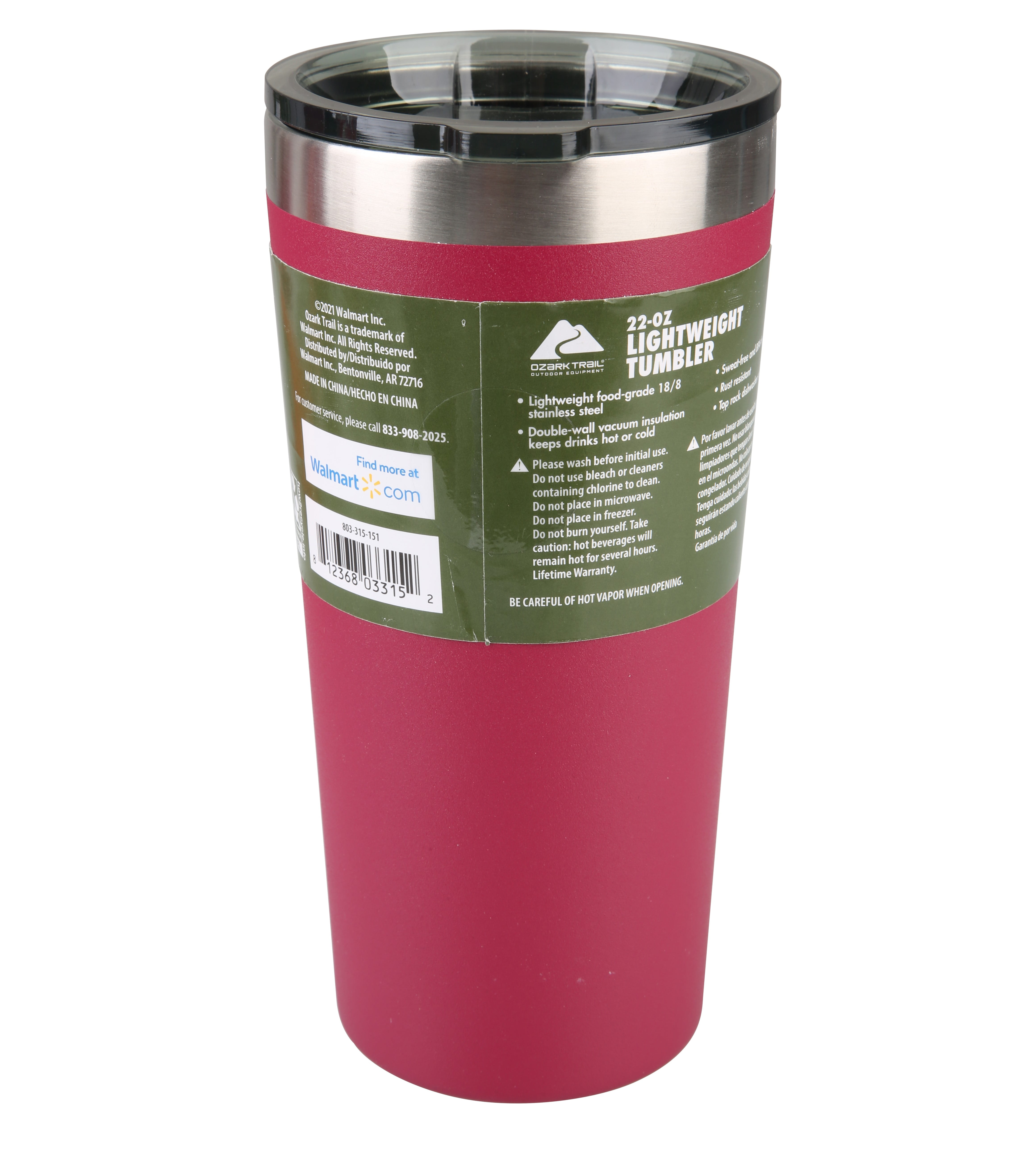 BRAND NEW TUMBLER W/ LID OZARK TRAIL 20oz STAINLESS STEEL DOUBLE WALL  INSULATION