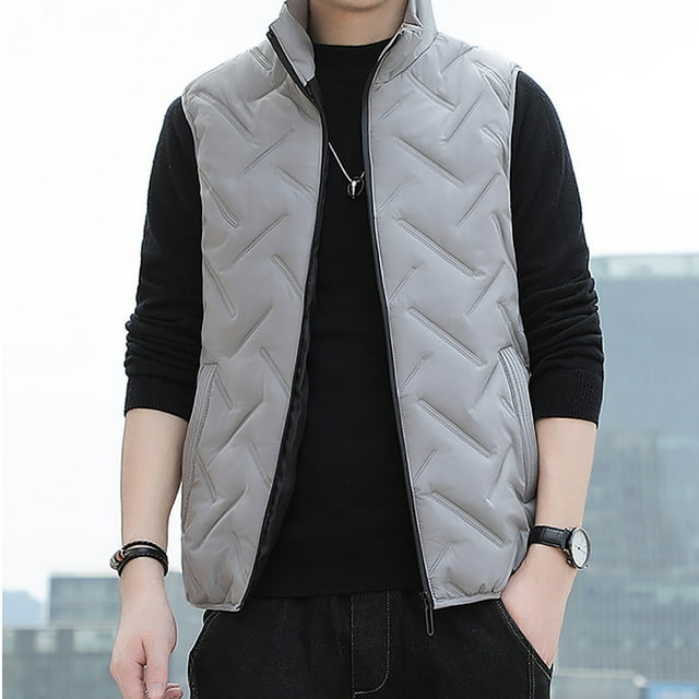 Styesk Vestes pour Hommes Mode Homme Couleur Unie Col Chaud Sans Manches Veste Décontractée