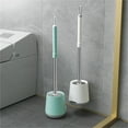 thumbnail image 6 of Toilet Brush with Holder Bathroom Cleaner Kit Blue Long Handle Cleaning Tool Adult Toilet Brush Set, 6 of 9
