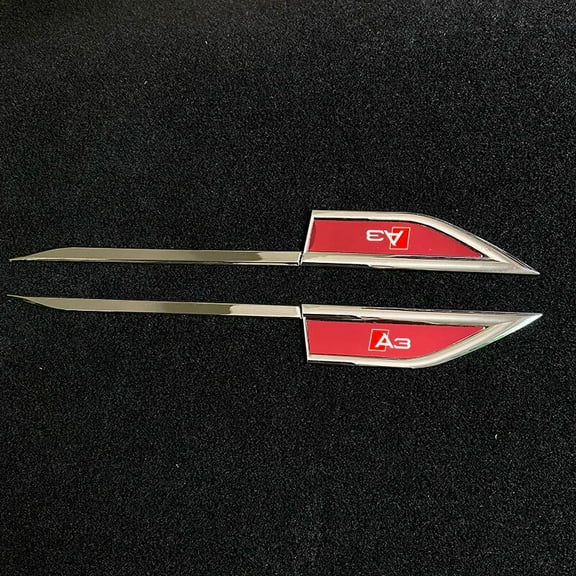 For Audi A3 Car Metal Sticker Fender Modifications Laser Emblem Car Styling Exterior Accessories  1 Pair