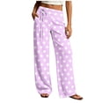thumbnail image 6 of Women's Straight Leg Pants Baeitkot Women's Fashion Printed Elastic Waist Casual Pocket Straight Leg Pants Purple XL, 6 of 6