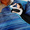 thumbnail image 4 of Manfei Retro Strieps Lines 7pcs Bedding Comforter Set,Modern Abstract Geometric Queen Bedding Sets,Blue Striped Queen Sheet Sets For Men Women,Ultra Soft Home Decor Reversible, 4 of 8