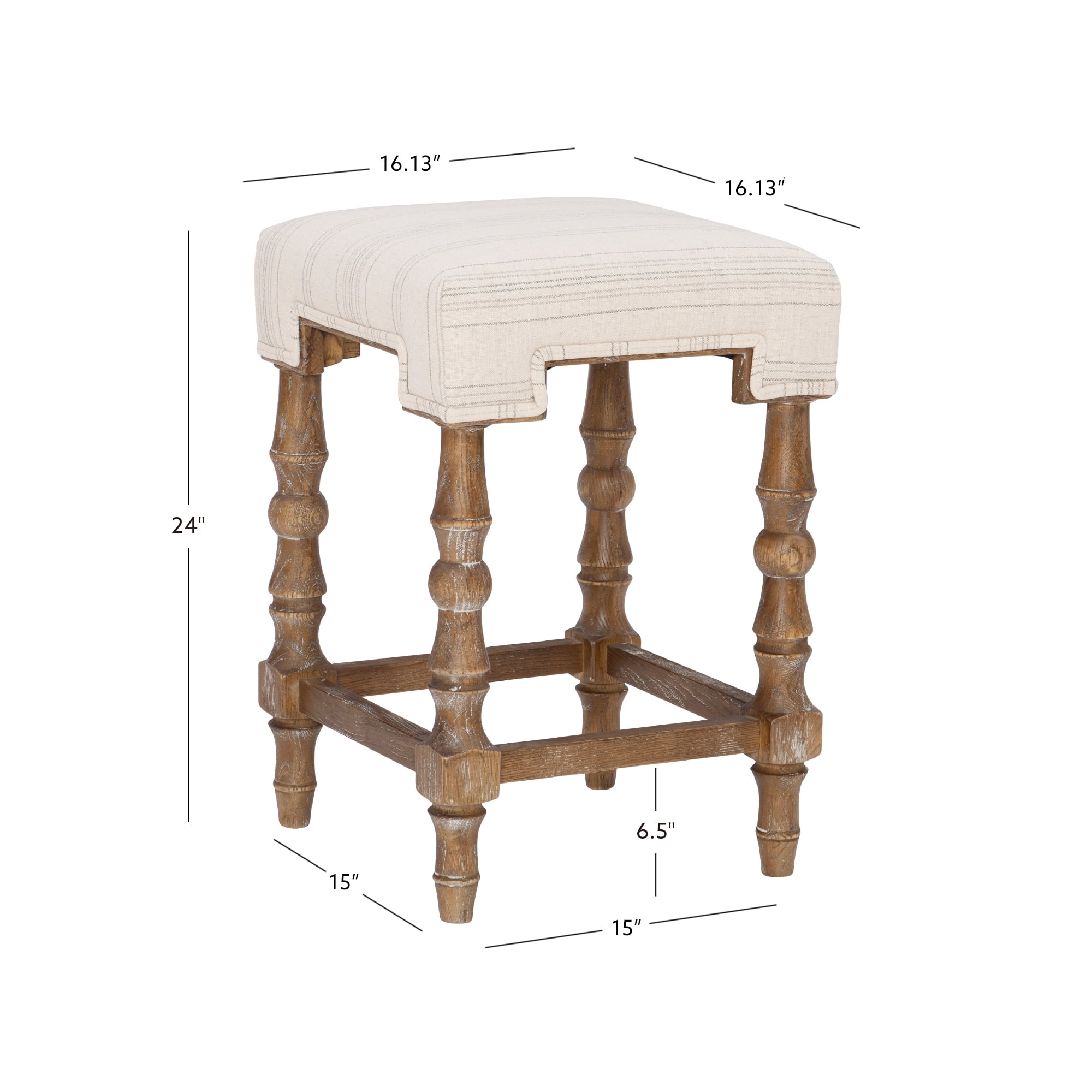 Linon Healey 24" Square Backless Counter Stool, Brown/Beige