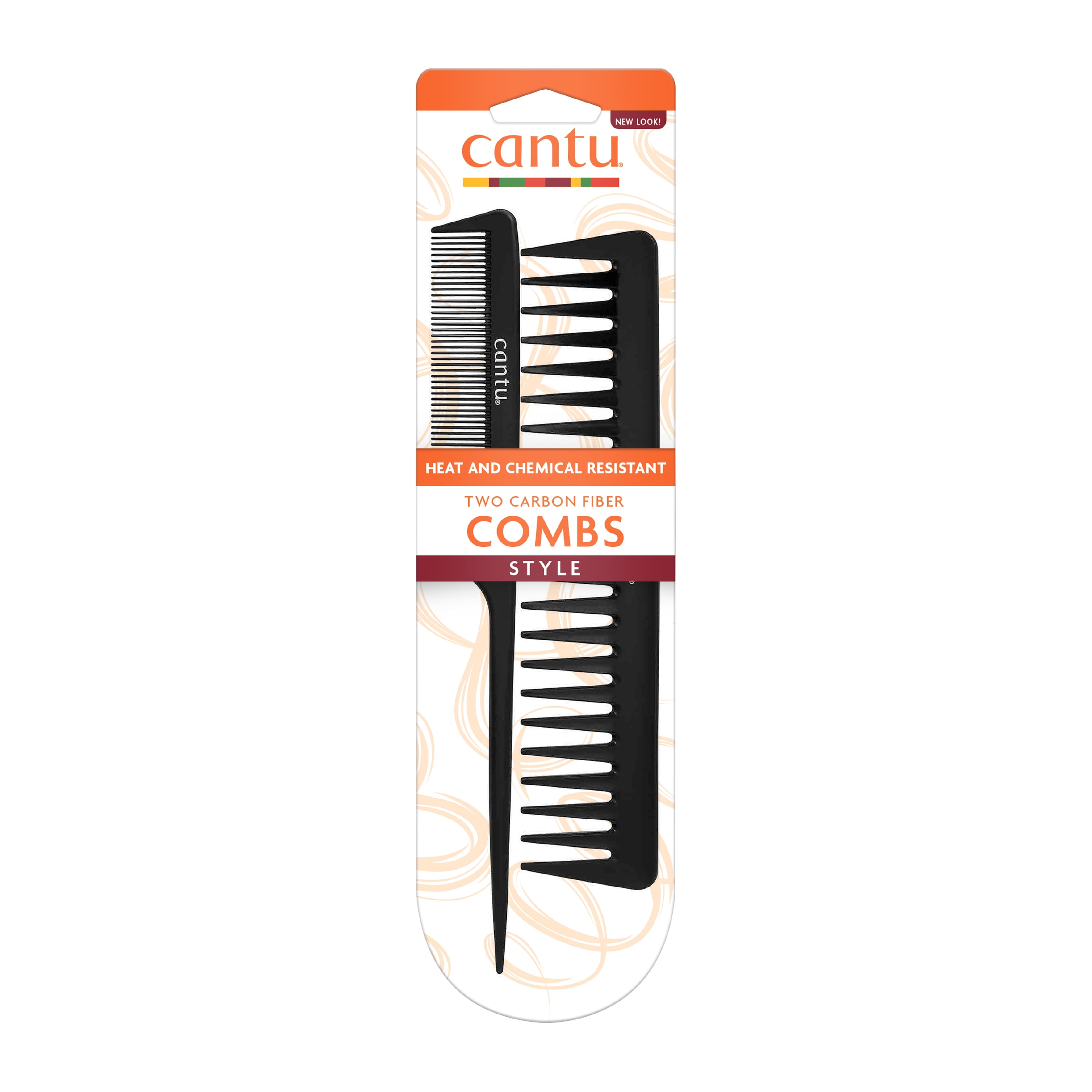Cantu Style Carbon Fiber Wide Tooth + Fine Tooth Hair Combs, 2 Piece Set