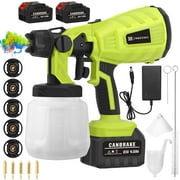 CANBRAKE Cordless Paint Sprayer Gun, 2 * 21V 4.0Ah Battery Operated HVLP Electric Paint Sprayer with 5 Copper Nozzles & 3 Patterns & 1000ml Container, Airless Paint Sprayer for Home & Outdoors