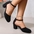 thumbnail image 6 of GERsome Women's Low Chunky Heels Closed Toe Ankle Strap Work Office Wedding Party Dress Pump Shoes, Black Size 6.5, 6 of 9