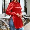 thumbnail image 2 of Sexlip Womens Patent Leather Zip Up Jacket Long Sleeve Design Waterproof Fabric Relaxed Silhouette for Night Out Looks Red S, 2 of 7