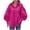 Hot Pink, variant on CIENVNSTG Women's 2026 Spring Fall Trendy Casual Lapel Button Down Blouse Lantern Puff Long Sleeve V Neck Loose Solid Plus Size Oversized Top Airy Relaxed Office Work Weekend Outfit Hot Pink XL