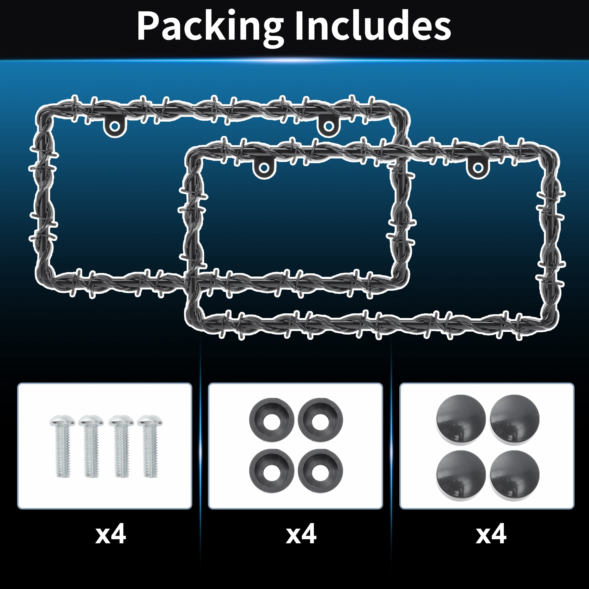 Unique Bargains Universal Barbed Wire Design License Plate Frame with Screws for Cars