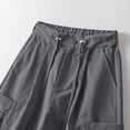 thumbnail image 5 of Women's High Waist Multi Pocket Cargo Pants Drawstring Elastic Straight Leg Solid Capris Work Pants Gray,S, 5 of 6