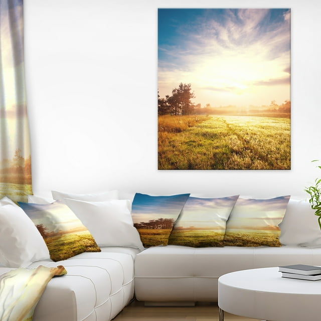Beautiful Green Pasture on Sunrise - Extra Large Landscape Canvas Art