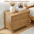 thumbnail image 3 of 3 Drawer Dresser for Bedroom, Modern Wood Chest of Drawers & Set of 2 Nightstand - Farmhouse Rustic Storage Cabinet, Sturdy for Living Room, Office（Oak 2pcs）, 3 of 10