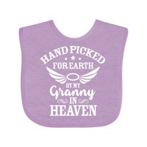 Inktastic Handpicked for Earth by My Granny in Heaven with Angel Wings Boys or Girls Baby Bib