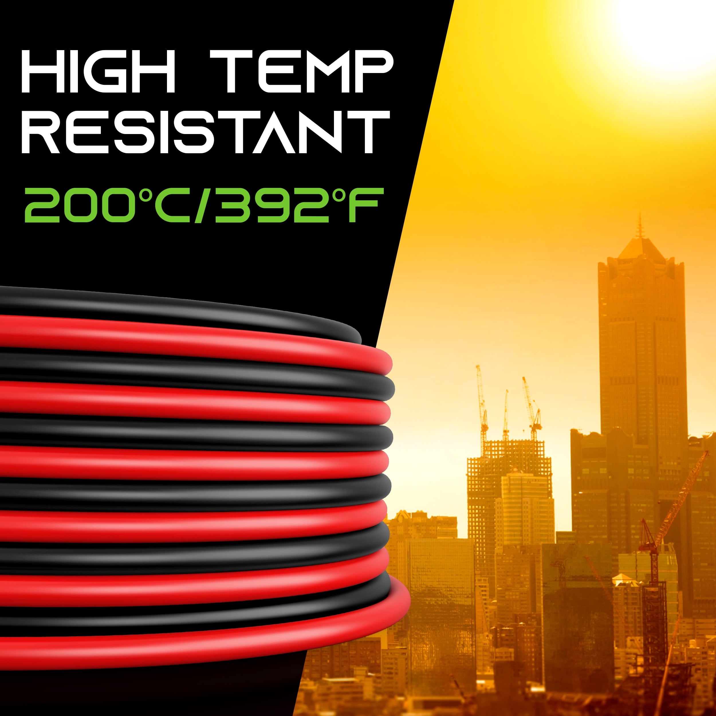GearIT 16 Gauge Silicone Wire 600V (Bonded Black/Red - 50 Feet) 16AWG Tinned OFC Oxygen Free Copper Stranded Soft Flexible Wires for Primary, Electrical, Car/Auto, Trailer, Amp - 16ga 50ft