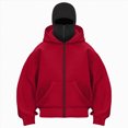 thumbnail image 2 of NOLDARES Women's Balaclava Hoodie Full Zipper Jacket Double Hooded Sweatshirt Wind Resistant Athletic Coat(T153-Red,M), 2 of 5