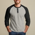 thumbnail image 6 of 3/4 Sleeve Shirt Men Button Henley Baseball T-Shirts Fall Casual Sport Athletic Jersey Tee Tops Gray 2XL, 6 of 7