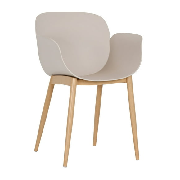 SILLA QUEEN BEIGE PATAS DE METAL MADERA