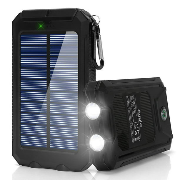 Solar Charger,8000mAh Solar Power Bank Portable External Backup Battery Pack  Dual USB Solar Phone Charger with 2LED Light Carabiner and Compass for  Smartphones and More - Walmart.com