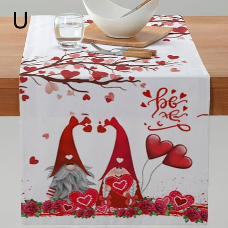 

Valentine s Day Heart Red Table Runner Farmhouse Home Vintage Decors X1B6