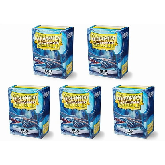 5 Packs Dragon Shield Matte Blue Standard Size 100 ct Card Sleeves Value Bundle!