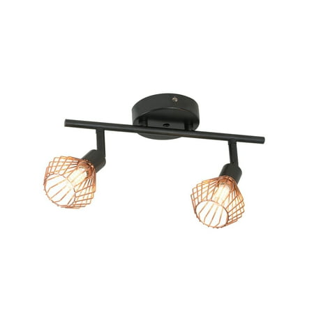 

LED Ceiling Light - Industrial Grey & 2 Way white Spotlight Geometric Warm
