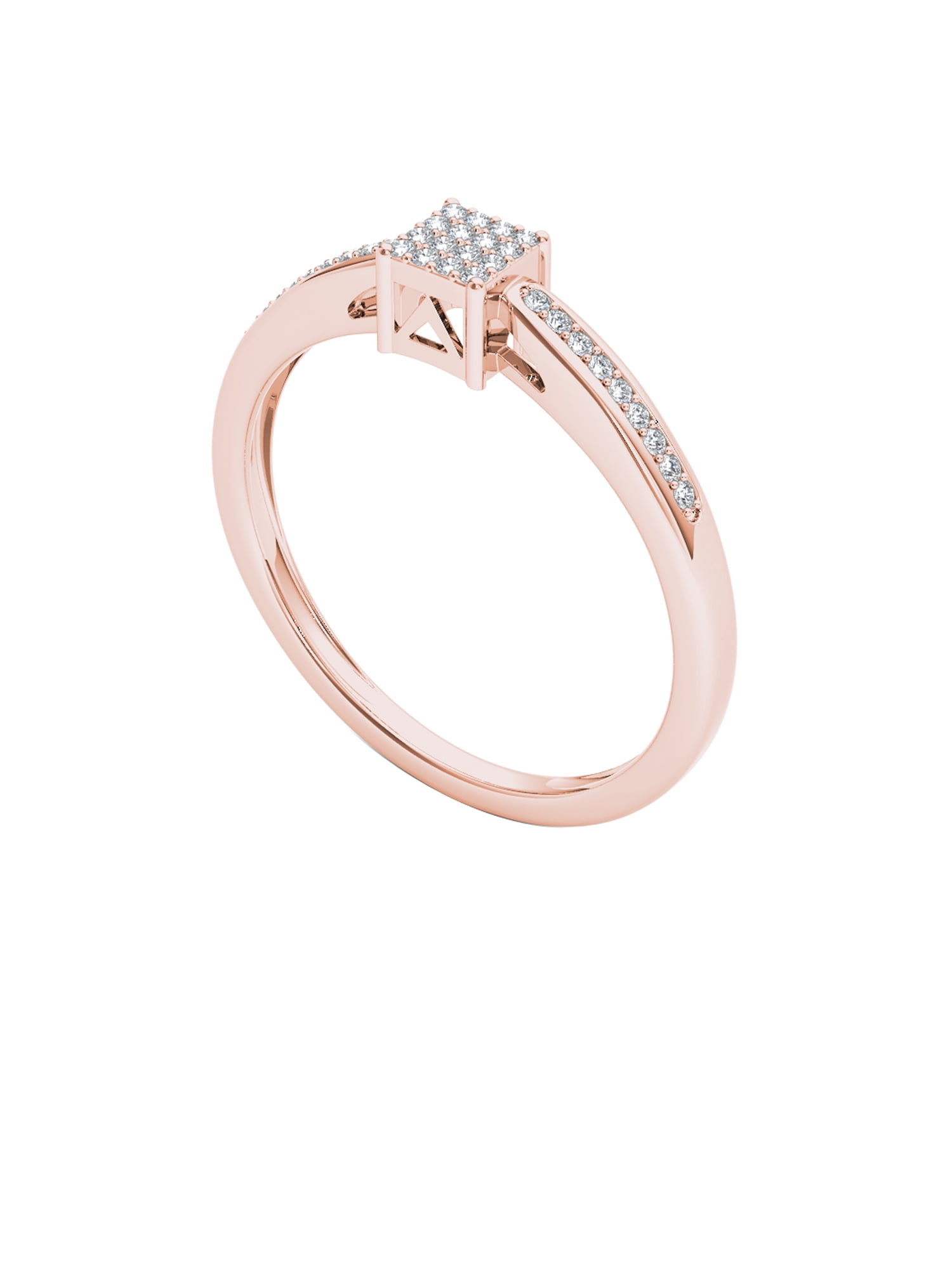 1/10 Ct T.W. Diamond Cluster 10kt Rose Gold Engagement Ring